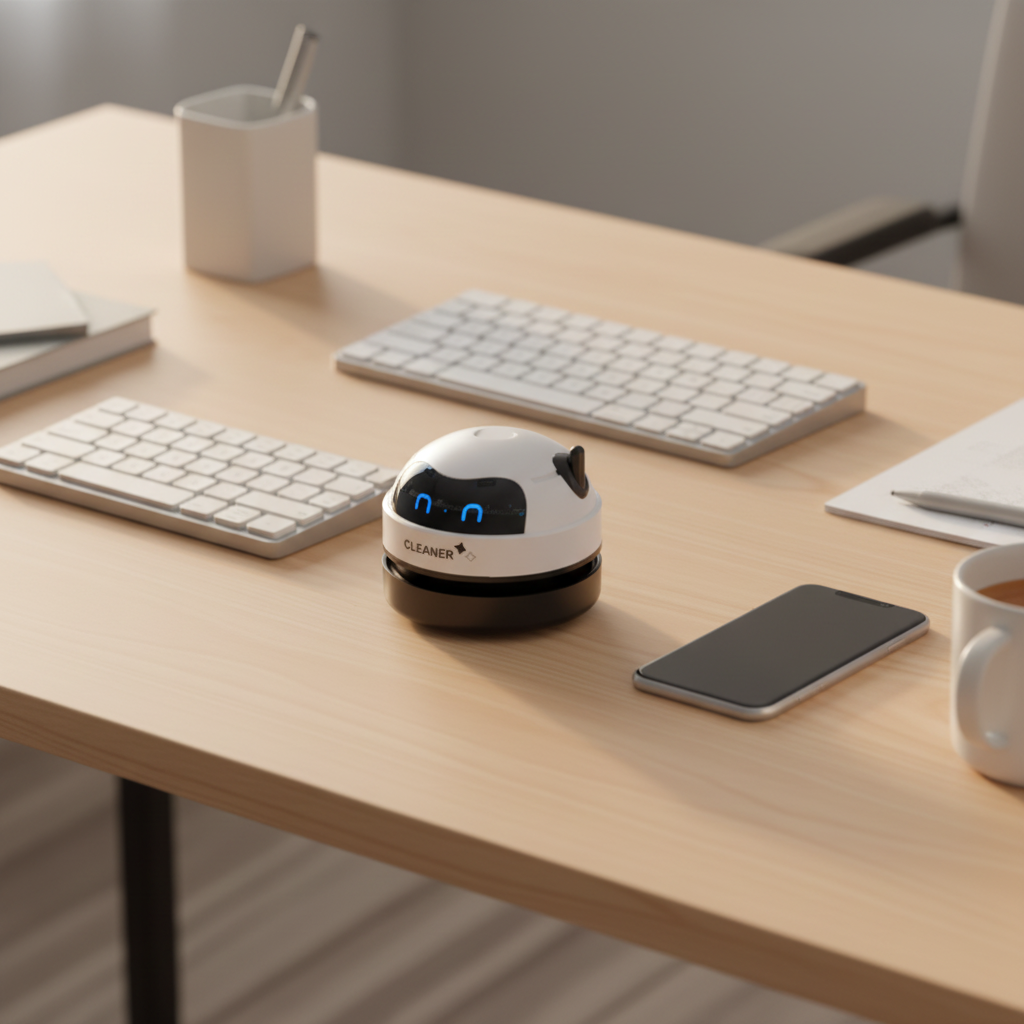 Mini Robot Desk Cleaner on office desk lifestyle shot